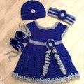 Handmade Baby Dress Dark Blue (4 Piece Set)