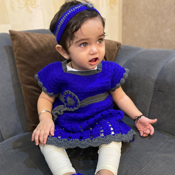Handmade Baby Dress Dark Blue (4 Piece Set)