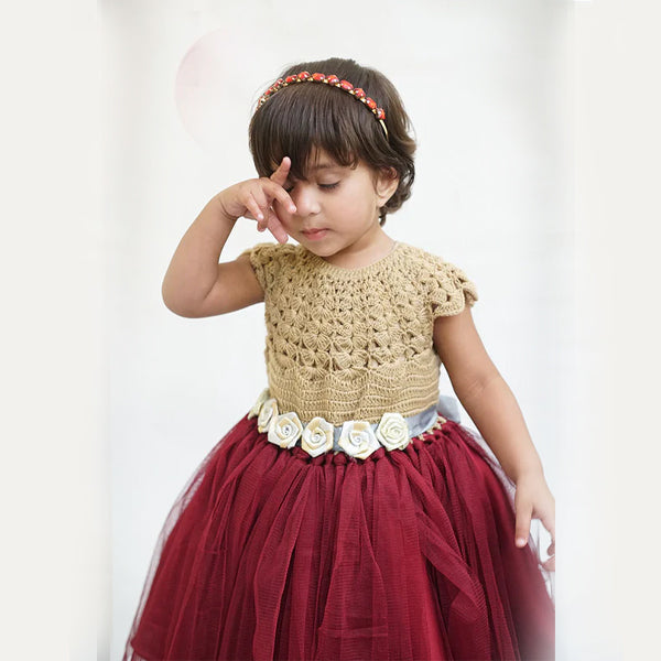 4 Layer Handmade Fairy Frock In Golden Style