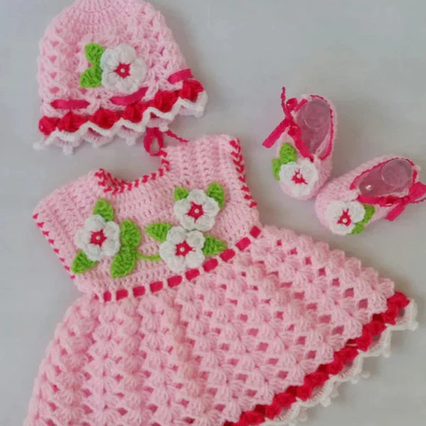 Handmade Baby Dress British Style Pink(4 piece set)