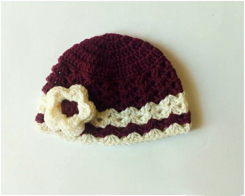 Handmade Baby Dress Mehroon (4 Piece Set)