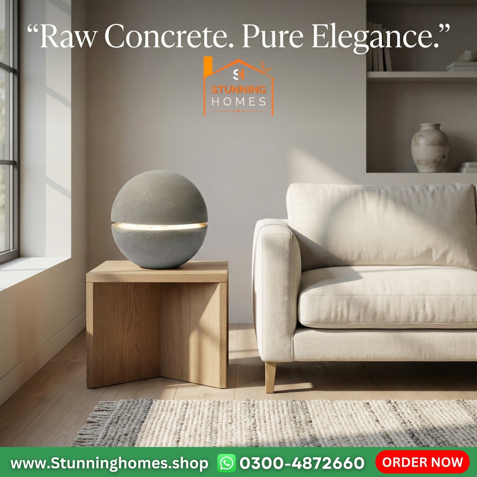 Minimalist Concrete Table Lamp | Warm Ambient Designer Light